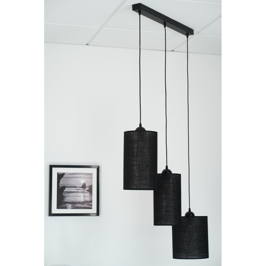 Brilagi - Hanglamp aan kabel TUBES 3xE27/15W/230V zwart