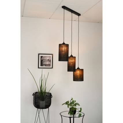 Brilagi - Hanglamp aan kabel TUBES 3xE27/15W/230V zwart