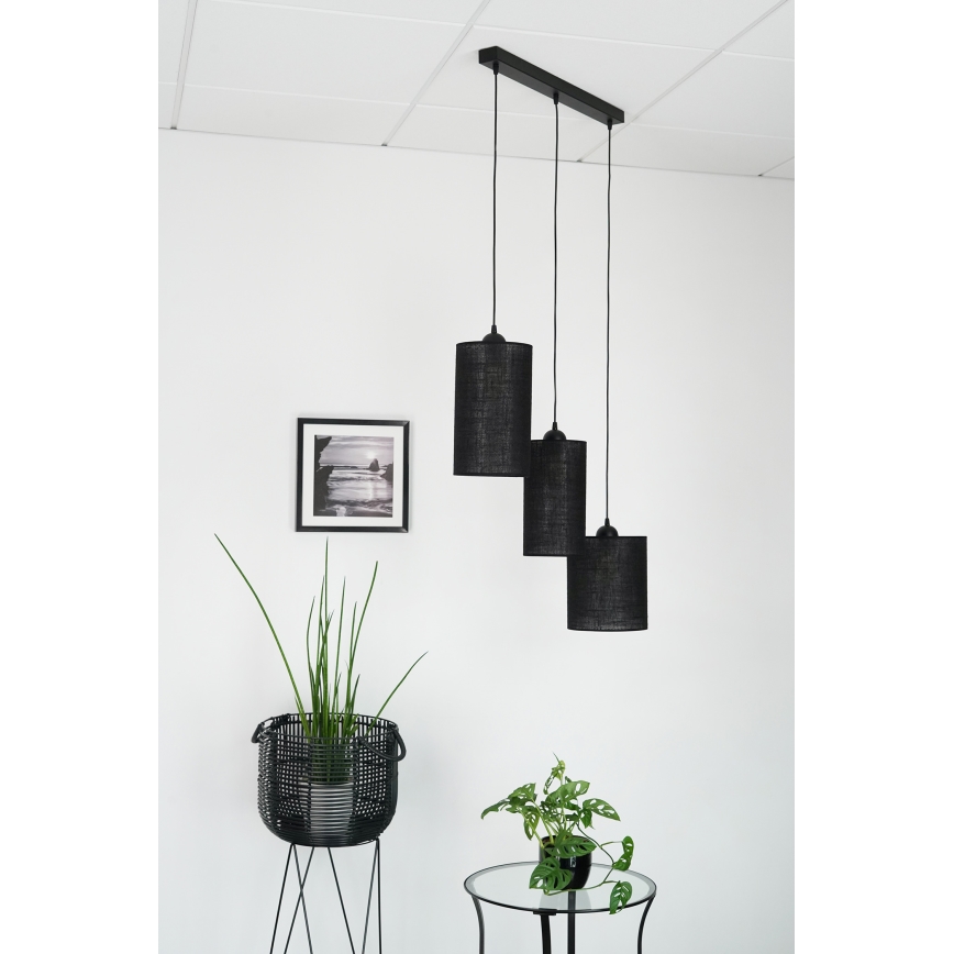 Brilagi - Hanglamp aan kabel TUBES 3xE27/15W/230V zwart