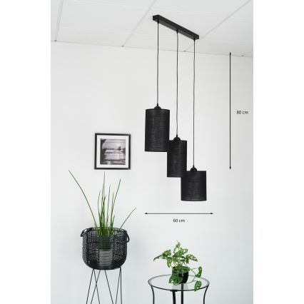 Brilagi - Hanglamp aan kabel TUBES 3xE27/15W/230V zwart