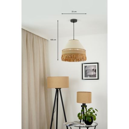 Brilagi - Hanglamp aan kabel WINNETOU AVIGNION 1xE27/15W/230V Ø 35 cm bruin/crème