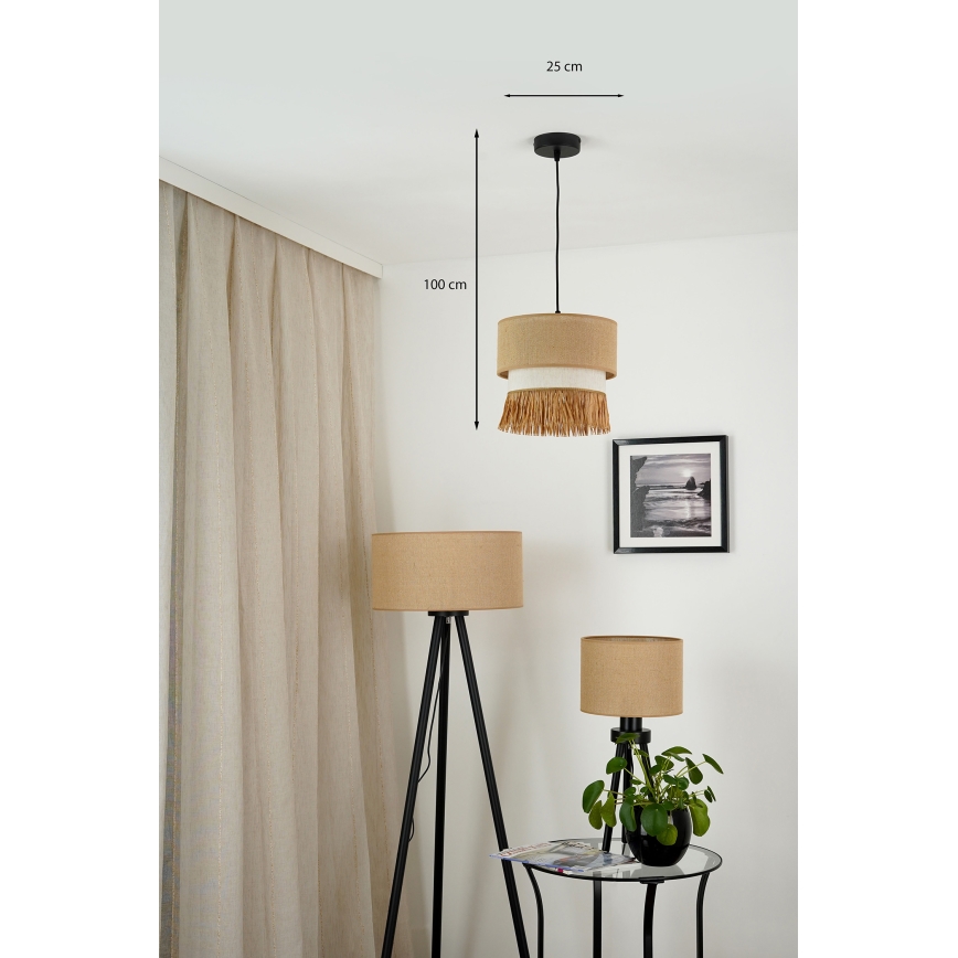 Brilagi - Hanglamp aan kabel WINNETOU BOHO 1xE27/15W/230V Ø 25 cm bruin/crème
