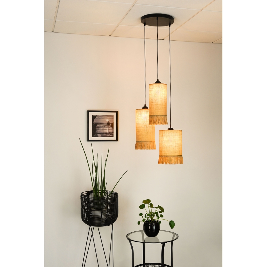 Brilagi - Hanglamp aan kabel WINNETOU TUBES 3xE27/15W/230V bruin/zwart