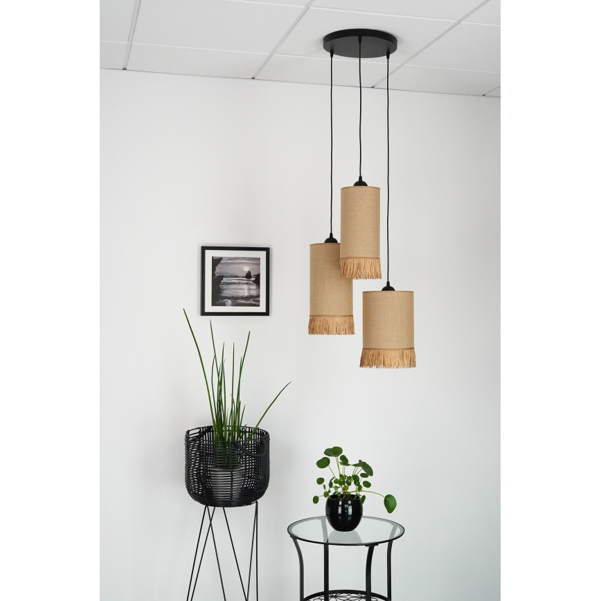 Brilagi - Hanglamp aan kabel WINNETOU TUBES 3xE27/15W/230V bruin/zwart
