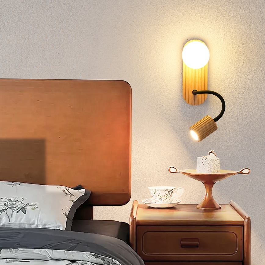 Brilagi - Houten wandlamp MODERN WOOD 1xG9/5W/230V + 1xGU10/8W