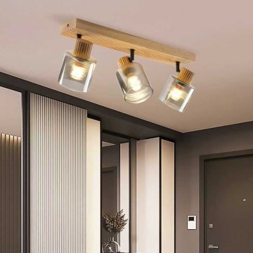 Brilagi - HYGGE spotlamp 3xE14/15W/230V hout/gerookt