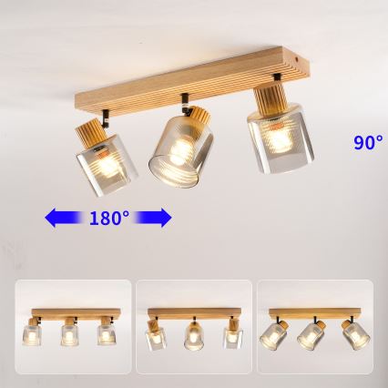 Brilagi - HYGGE spotlamp 3xE14/15W/230V hout/gerookt
