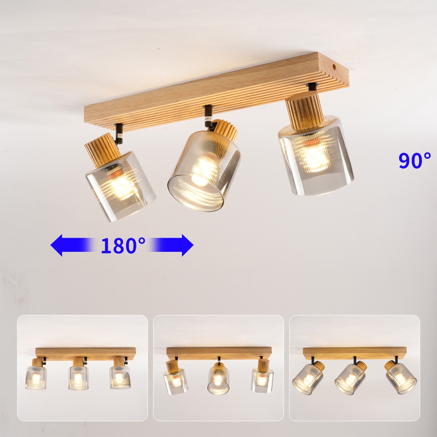 Brilagi - HYGGE spotlamp 3xE14/15W/230V hout/gerookt