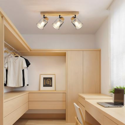 Brilagi - HYGGE spotlamp 3xE14/15W/230V hout/gerookt