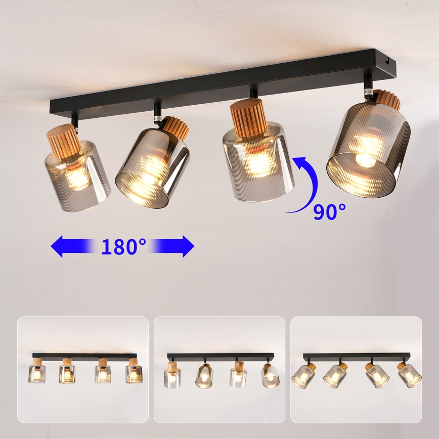 Brilagi - HYGGE spotlamp 4x E14/15W/230V zwart/rookglas