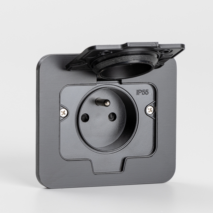 Brilagi - Inbouw vloercontactdoos voor buiten IP55, zwart, rechthoekig