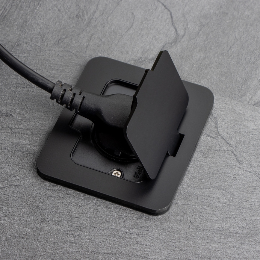 Brilagi - Inbouw vloercontactdoos voor buiten IP55, zwart, rechthoekig