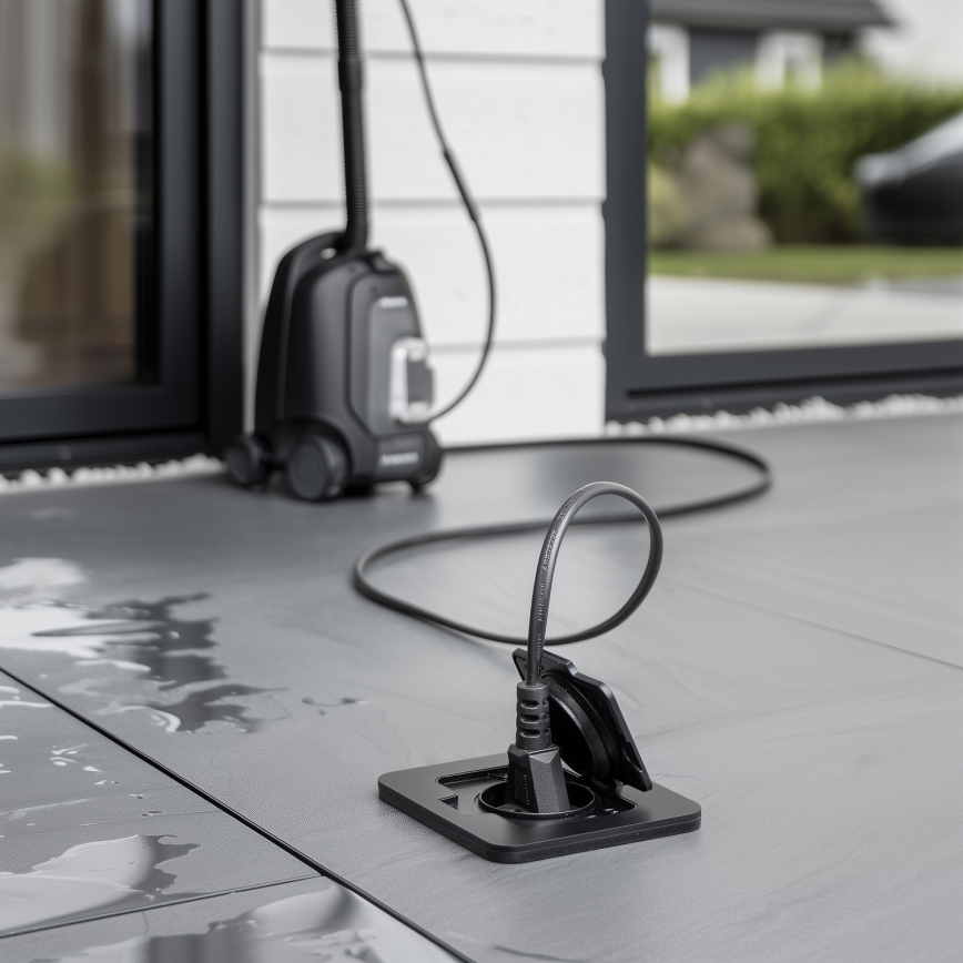 Brilagi - Inbouw vloercontactdoos voor buiten IP55, zwart, rechthoekig