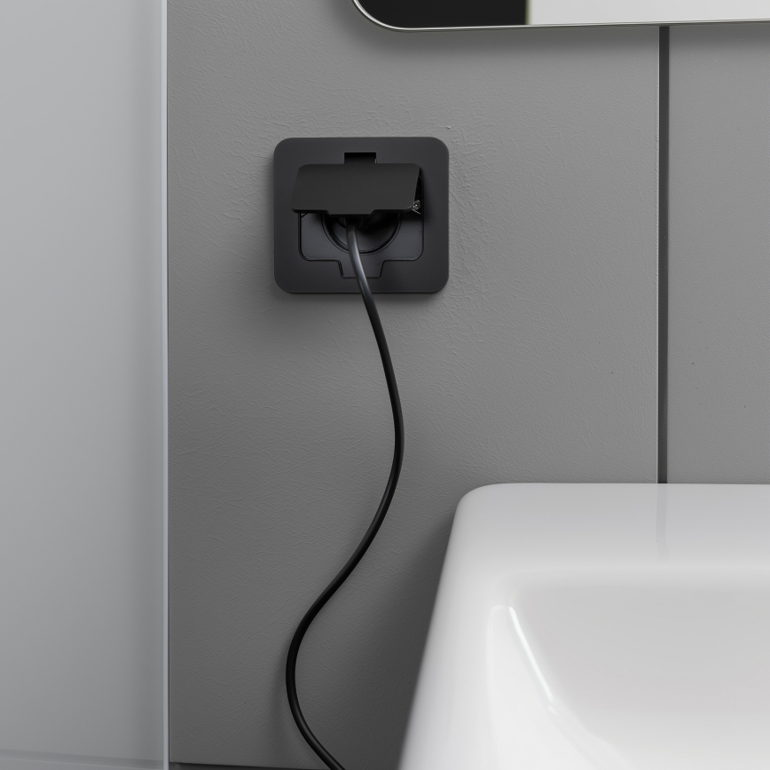 Brilagi - Inbouw vloercontactdoos voor buiten IP55, zwart, rechthoekig