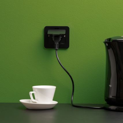 Brilagi - Inbouw vloercontactdoos voor buiten IP55, zwart, rechthoekig