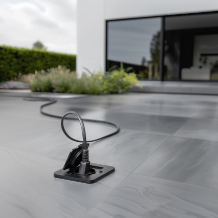 Brilagi - Inbouw vloercontactdoos voor buiten IP55, zwart, rechthoekig