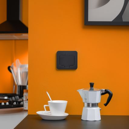 Brilagi - Inbouw vloercontactdoos voor buiten IP55, zwart, rechthoekig