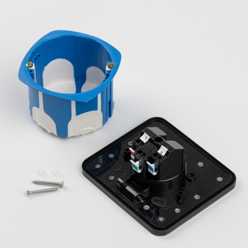 Brilagi - Inbouw vloercontactdoos voor buiten IP55, zwart, rechthoekig