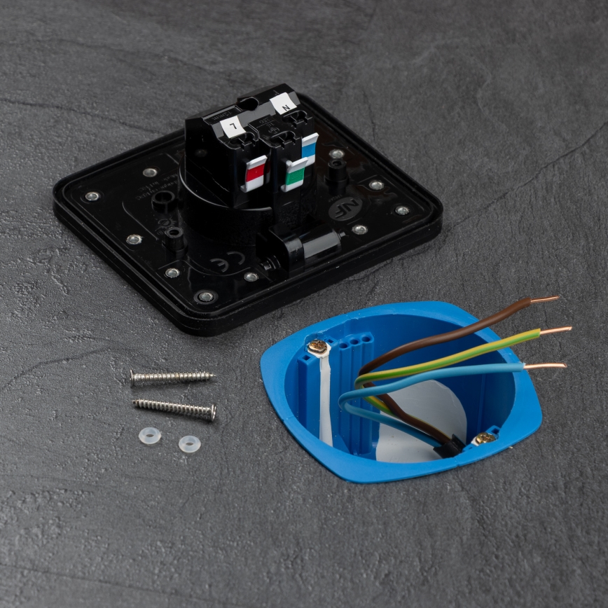 Brilagi - Inbouw vloercontactdoos voor buiten IP55, zwart, rechthoekig