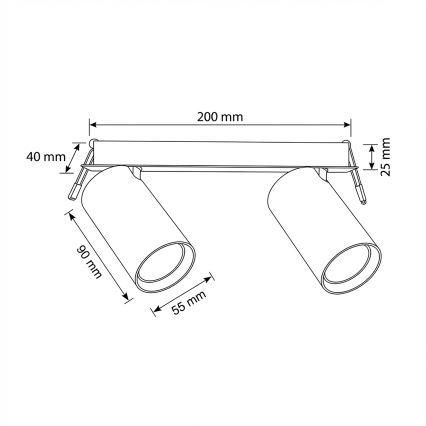 Brilagi - inbouwarmatuur SELE 2xGU10/30W/230V zwart