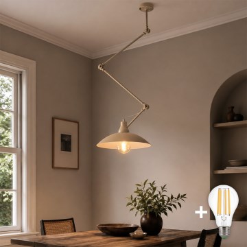 Brilagi - IRONBEAM LED-kroonluchter met staaf 1xE27/60W/230V beige