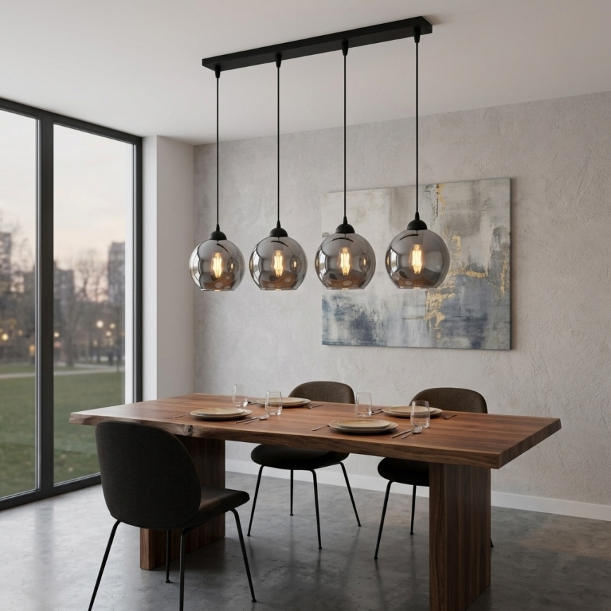 Brilagi - Kabelhanglamp DIOR 4xE27/60W/230V zwart/rookgrijs
