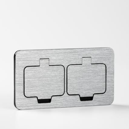 BRILAGI - Keuken inbouw dubbele wandcontactdoos INBOX IP55 mat chroom rechthoekig
