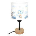 Brilagi - Kinder-tafellamp BOBO WOOD 1xE27/25W/230V eik/zwart/wit/blauw/met beertjes