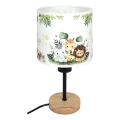 Brilagi - Kinderbureaulamp BOBO WOOD 1xE27/25W/230V eiken/zwart/wit/groen/jungle