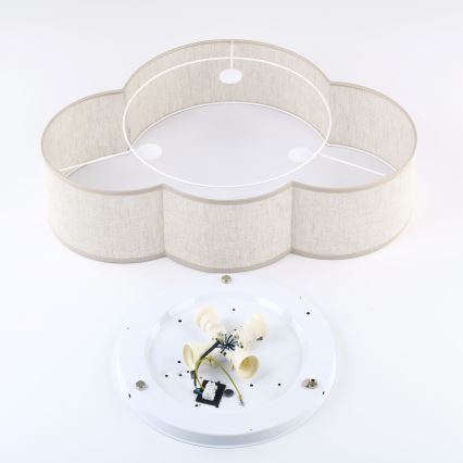 Brilagi - Kinderplafondlamp NIMBUS LINEN 4xE27/15W/230V beige