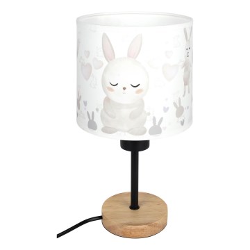 Brilagi - Kindertafellamp BOBO WOOD 1xE27/25W/230V eiken/zwart/wit/konijntjes