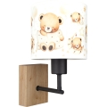 Brilagi - Kinderwandlamp BOBO WOOD 1xE27/25W/230V eik/zwart/wit/beertjes