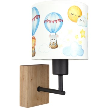 Brilagi - Kinderwandlamp BOBO WOOD 1xE27/25W/230V eik/zwart/wit/dieren