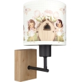 Brilagi - Kinderwandlamp BOBO WOOD 1xE27/25W/230V eik/zwart/wit/roze/feeën