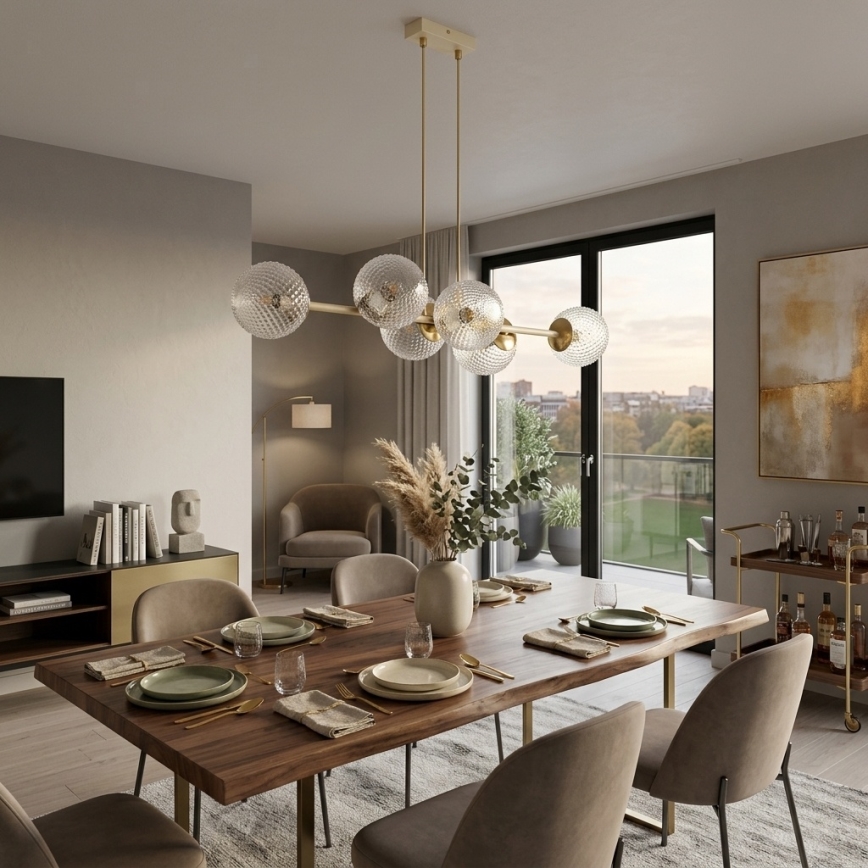 Brilagi - Kroonluchter aan kabel STELLA 6xE27/60W/230V beige/goud
