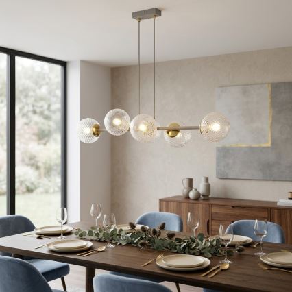 Brilagi - Kroonluchter aan kabel STELLA 6xE27/60W/230V beige/goud