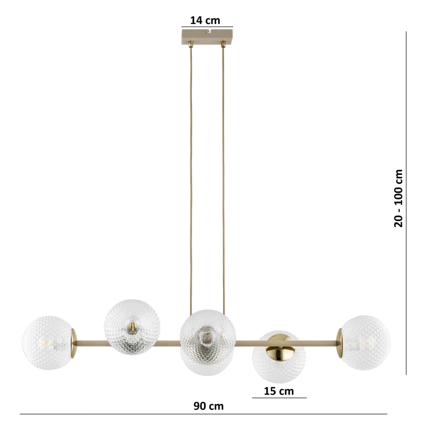 Brilagi - Kroonluchter aan kabel STELLA 6xE27/60W/230V beige/goud