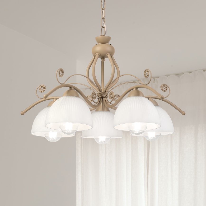 Brilagi - Kroonluchter aan ketting ANTICO MODERN 5xE27/60W/230V beige