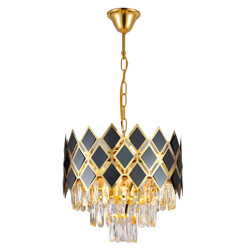 Brilagi - Kroonluchter aan ketting CRISTAL 5xE14/40W/230V Ø 38 cm goud/zwart