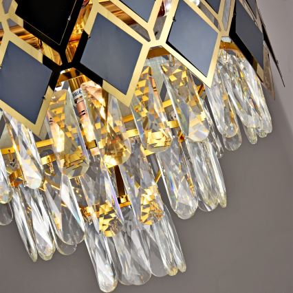 Brilagi - Kroonluchter aan ketting CRISTAL 5xE14/40W/230V Ø 38 cm goud/zwart