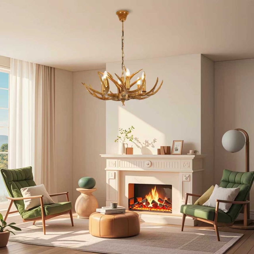 Brilagi - Kroonluchter aan ketting DEER 6xE14/10W/230V Ø 70 cm, geweien