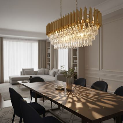 Brilagi - Kroonluchter aan ketting ECLIPSE 10xE14/10W/230V 78x28 cm goudkleurig