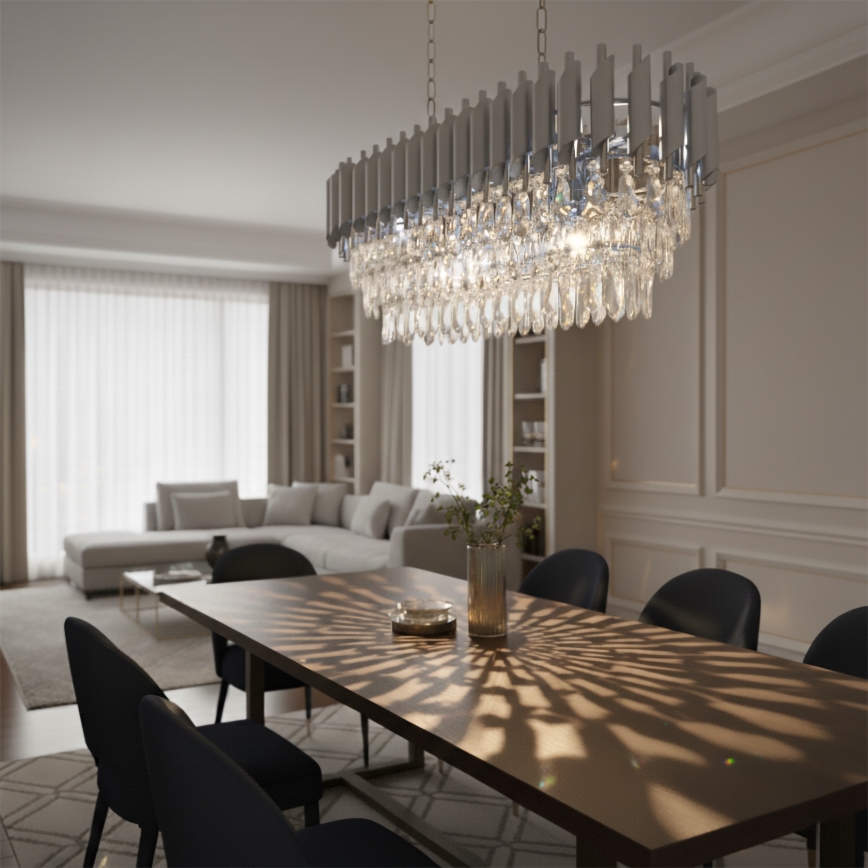 Brilagi - Kroonluchter aan ketting ECLIPSE 10xE14/10W/230V 78x28 cm zilverkleurig