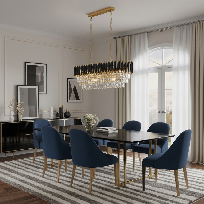 Brilagi - Kroonluchter aan ketting ECLIPSE 10xE14/10W/230V 78x28 cm zwart/goud