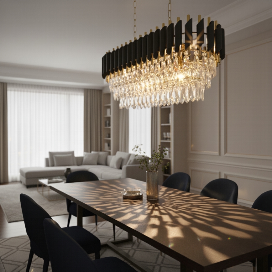 Brilagi - Kroonluchter aan ketting ECLIPSE 10xE14/10W/230V 78x28 cm zwart/goud