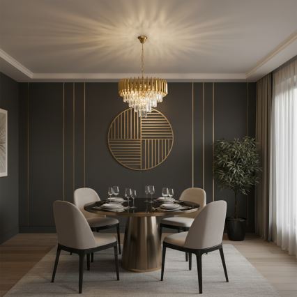 Brilagi - Kroonluchter aan ketting ECLIPSE 7xE14/10W/230V diam. 48 cm goudkleurig