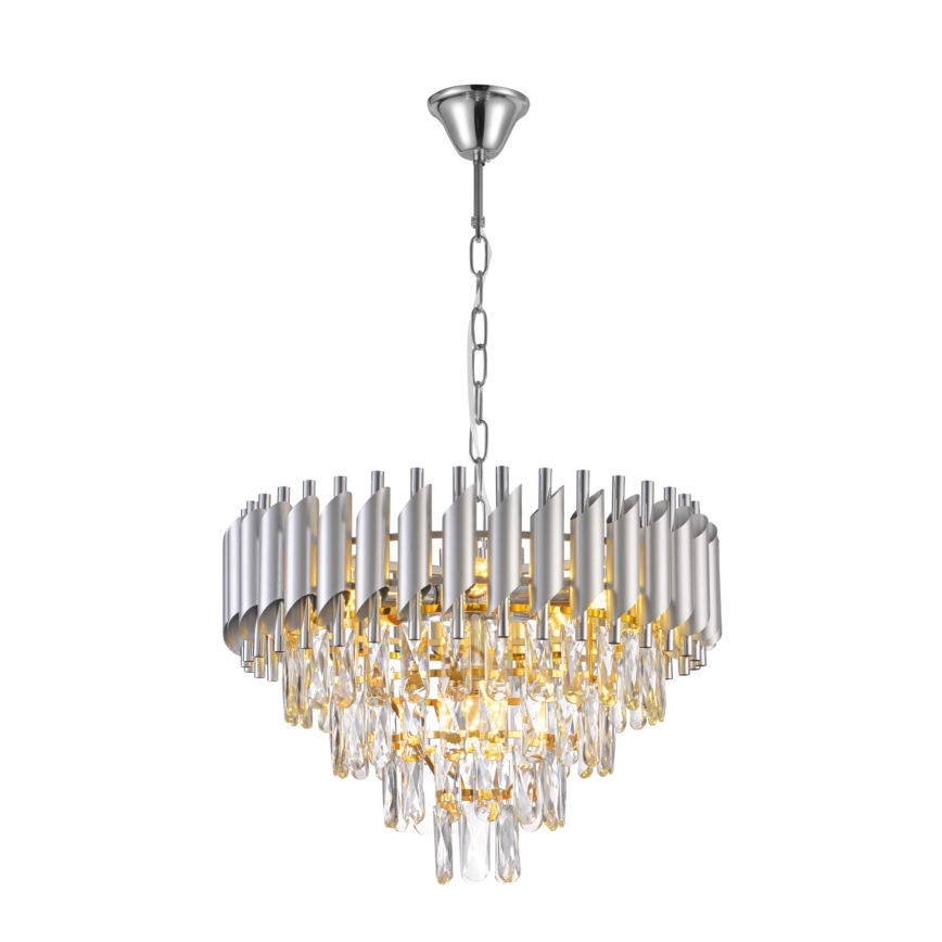 Brilagi - Kroonluchter aan ketting ECLIPSE 7xE14/10W/230V Ø 48 cm zilver