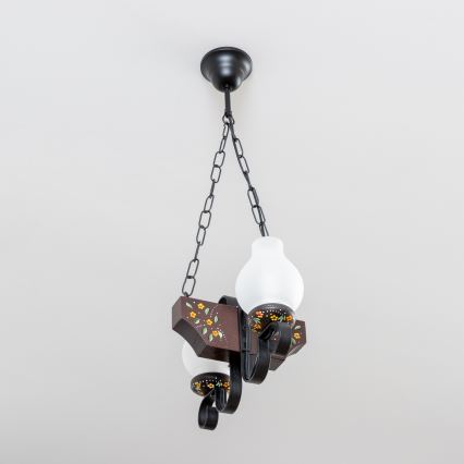 Brilagi - Kroonluchter aan ketting QUEEN 2xE14/40W/230V beuk/wenge