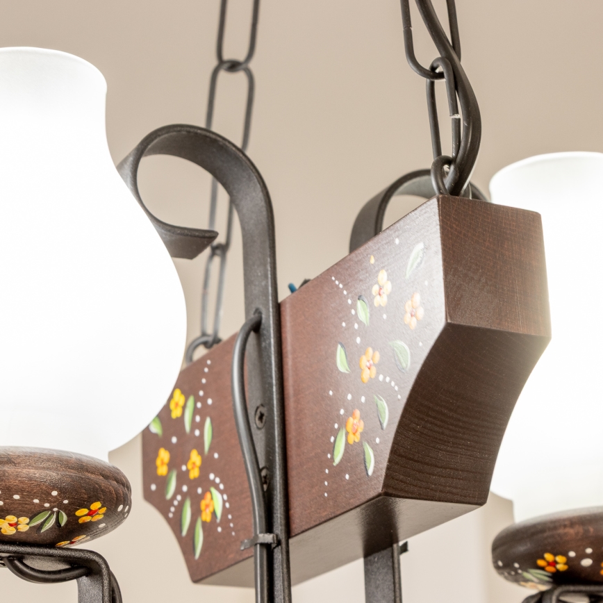 Brilagi - Kroonluchter aan ketting QUEEN 2xE14/40W/230V beuk/wenge