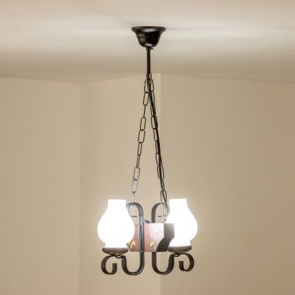 Brilagi - Kroonluchter aan ketting QUEEN 2xE14/40W/230V beuk/wenge